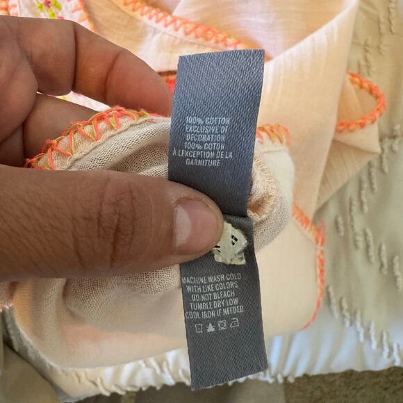 Aerie Crop Tank Woman’s XS Beige & Floral Split Back Embroidered %100 cotton - Picture 10 of 10